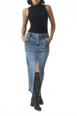 NEW LEVEL99 *final sale! carol exposed button denim skirt in stone blue